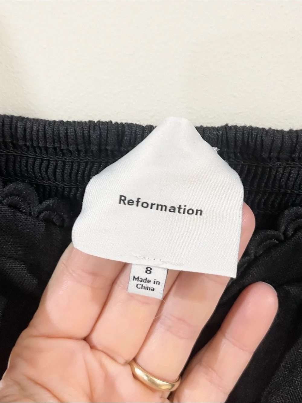 Reformation Simmie Linen Black Puff Sleeve Crop Top with Scalloped Trim size 8